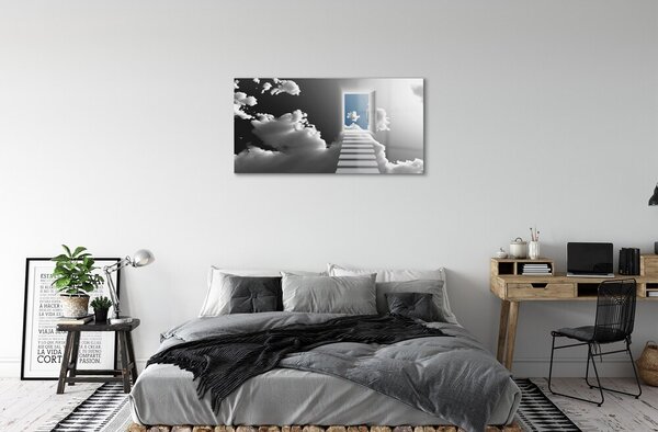 Quadro vetro Porta della scala sky 100x50 cm 2 appendini