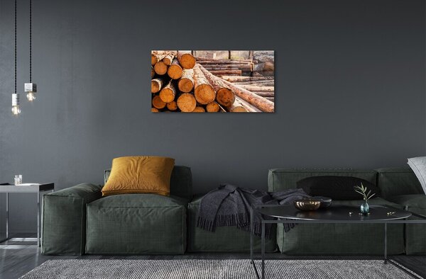 Quadro di vetro Tronchi di composizione del legno 100x50 cm 2 appendini