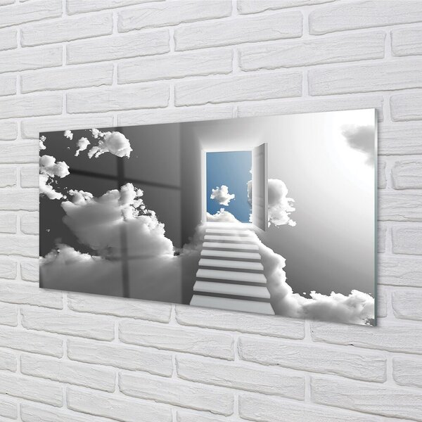 Quadro vetro Porta della scala sky 100x50 cm 2 appendini