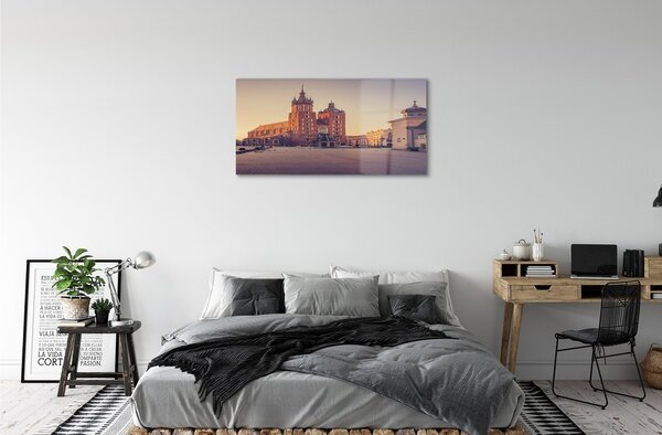 Quadro in vetro Chiesa dell'alba di cracovia 100x50 cm 2 appendini