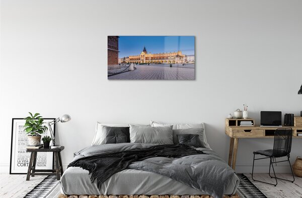 Quadro vetro Sala delle stoffe al tramonto di cracovia 100x50 cm 2 appendini