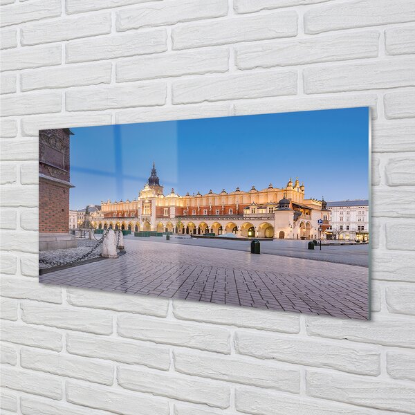 Quadro vetro Sala delle stoffe al tramonto di cracovia 100x50 cm 2 appendini