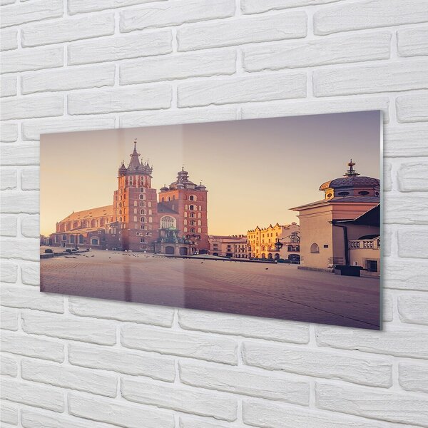 Quadro in vetro Chiesa dell'alba di cracovia 100x50 cm 2 appendini