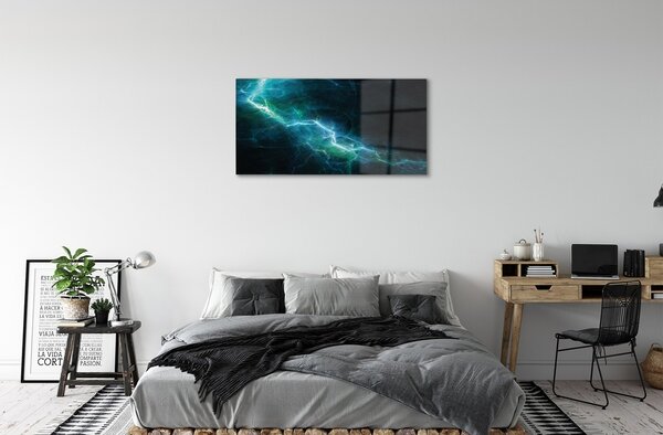Quadro vetro Frattali di fulmini 100x50 cm 2 appendini