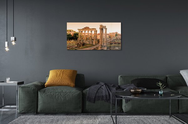 Quadro su vetro Roma alba del foro romano 100x50 cm 2 appendini