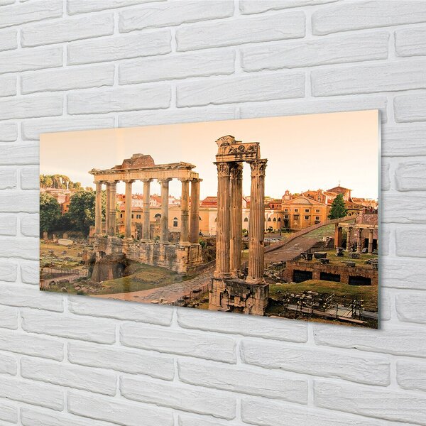 Quadro su vetro Roma alba del foro romano 100x50 cm 2 appendini