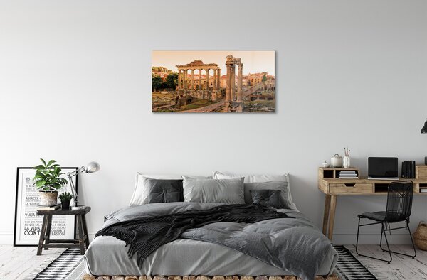 Quadro su vetro Roma alba del foro romano 100x50 cm 2 appendini