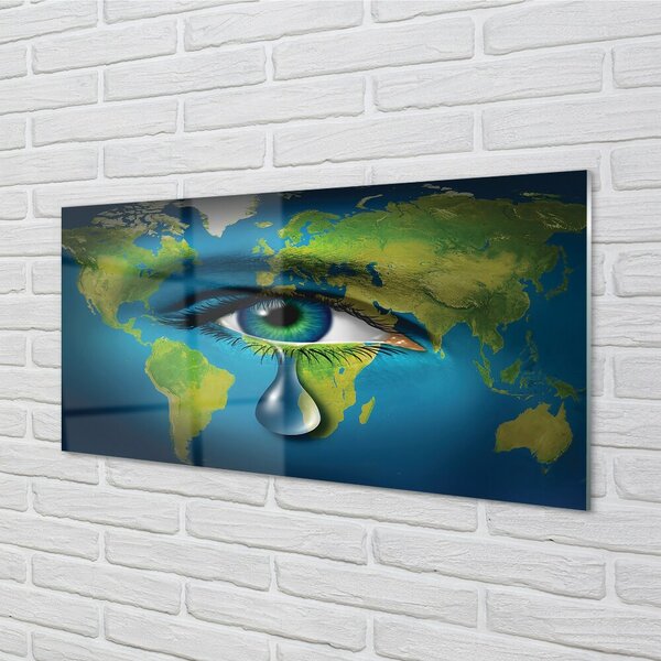 Quadro in vetro Lacrima dell'occhio della mappa 100x50 cm 2 appendini