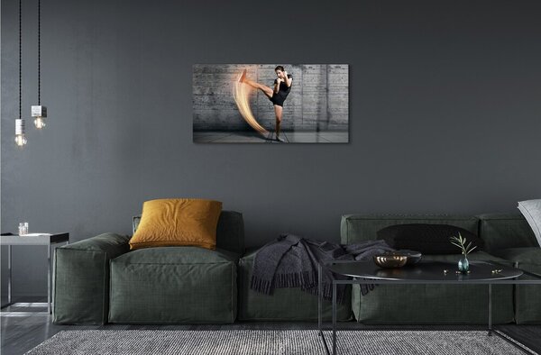 Quadro in vetro Donna che fa ginnastica 100x50 cm 2 appendini