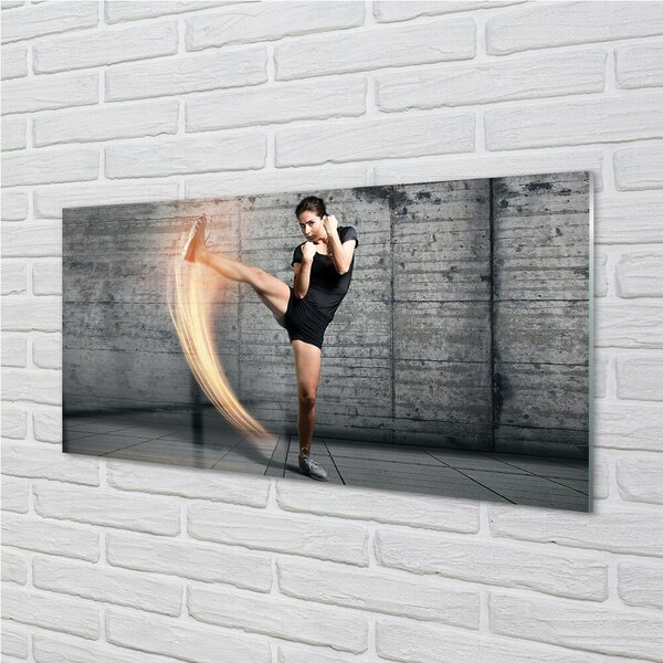 Quadro in vetro Donna che fa ginnastica 100x50 cm 2 appendini