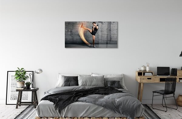Quadro in vetro Donna che fa ginnastica 100x50 cm 2 appendini