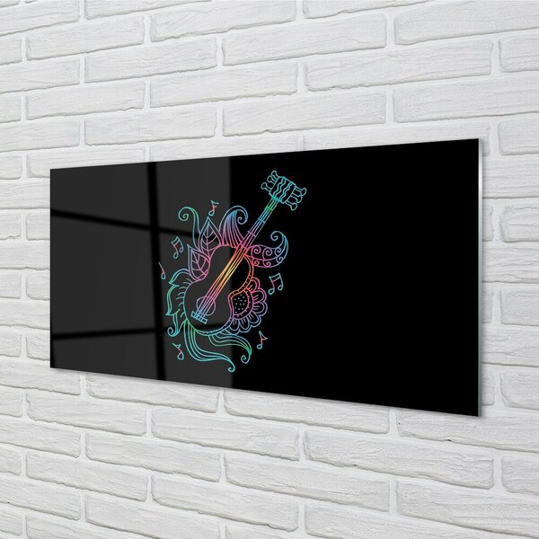 Quadro su vetro Spartiti colorati per chitarra 100x50 cm 2 appendini