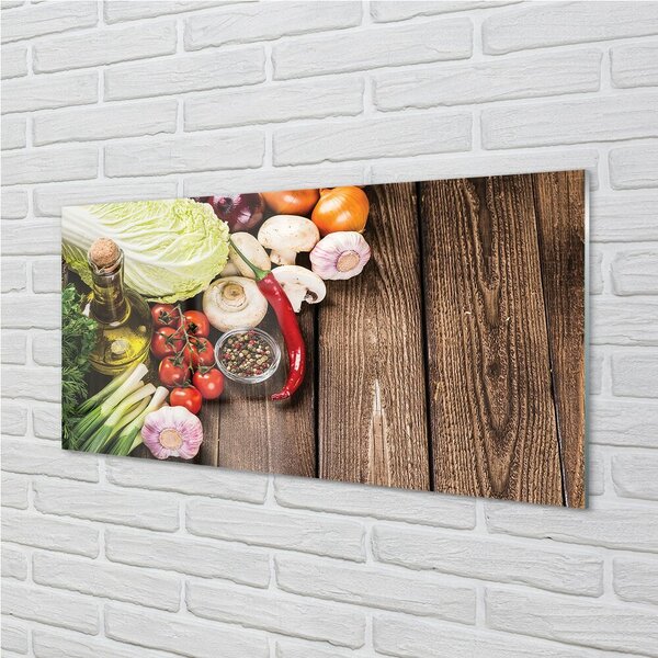 Quadro in vetro Olio pepe cipolla aglio 100x50 cm 2 appendini