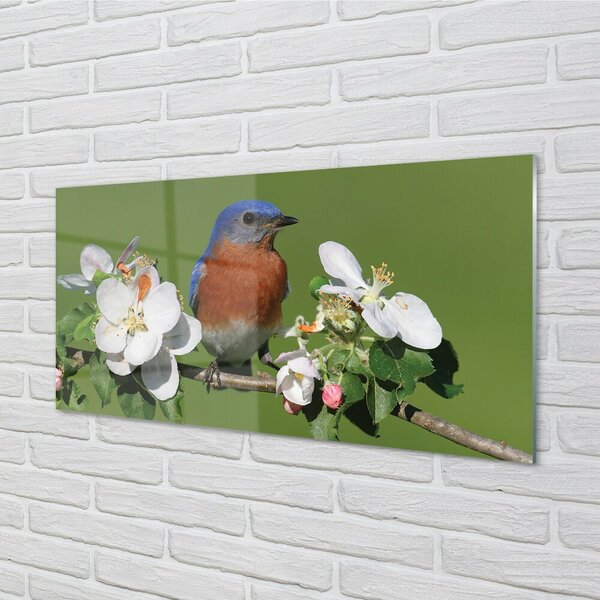Quadro su vetro Pappagallo colorato di fiori 100x50 cm 2 appendini