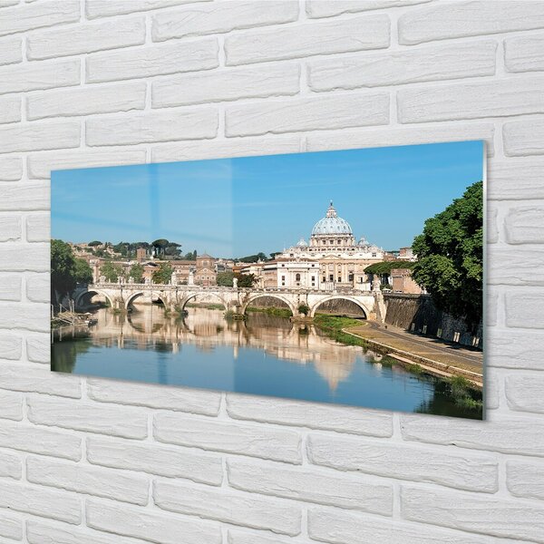 Quadro vetro Ponti sul fiume roma 100x50 cm 2 appendini