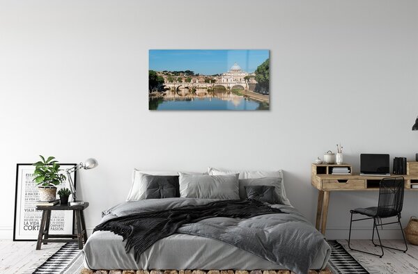 Quadro vetro Ponti sul fiume roma 100x50 cm 2 appendini
