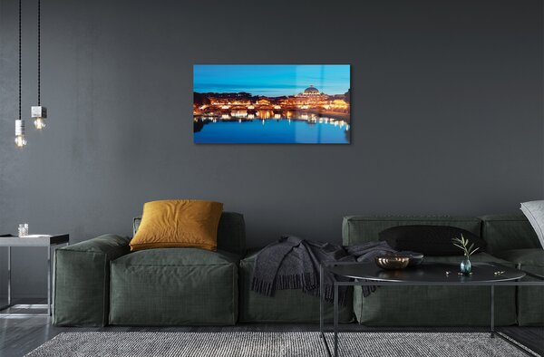 Quadro in vetro Ponti del fiume roma al tramonto 100x50 cm 2 appendini