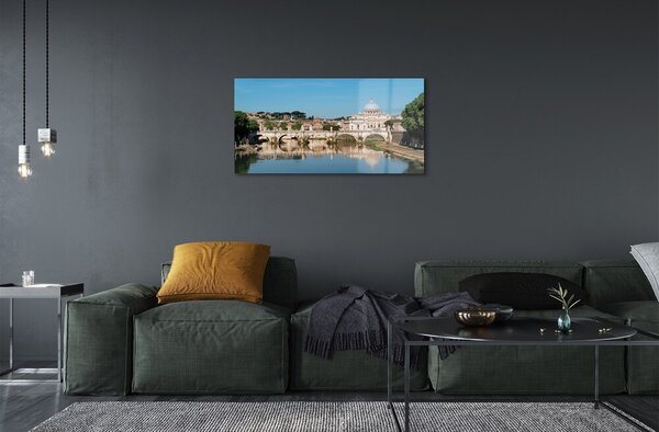 Quadro vetro Ponti sul fiume roma 100x50 cm 2 appendini