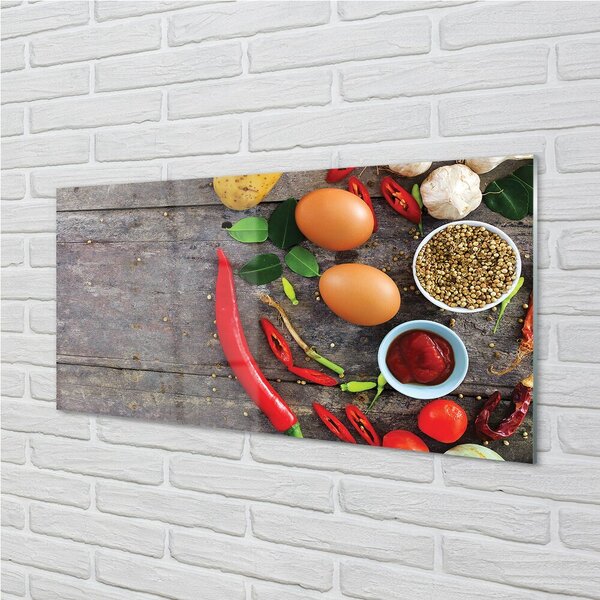 Quadro in vetro Foglie d'uovo alla paprica 100x50 cm 2 appendini