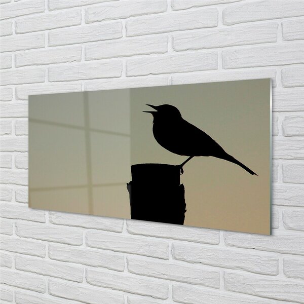Quadro vetro Uccello nero 100x50 cm 2 appendini