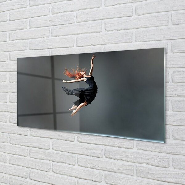Quadro su vetro Donna in abito nero 100x50 cm 2 appendini