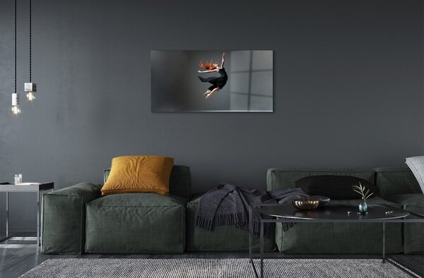Quadro su vetro Donna in abito nero 100x50 cm 2 appendini