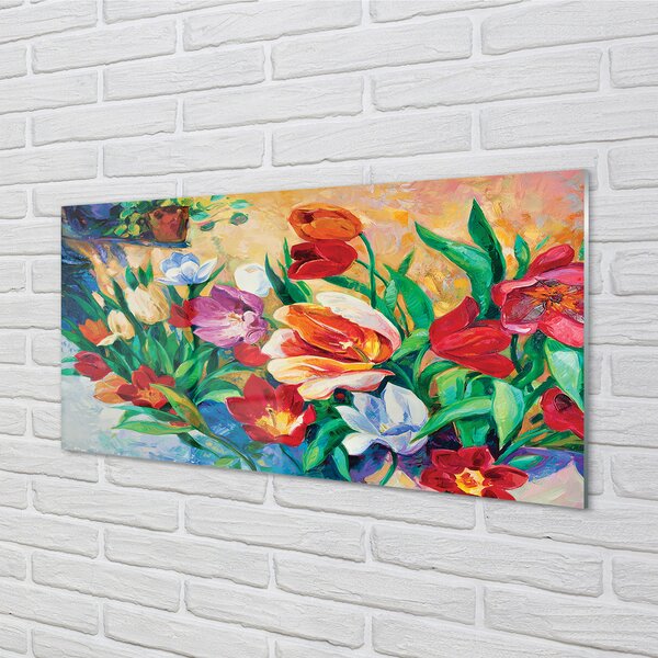 Quadro vetro I fiori 100x50 cm 2 appendini