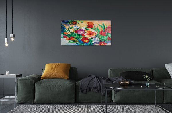 Quadro vetro I fiori 100x50 cm 2 appendini