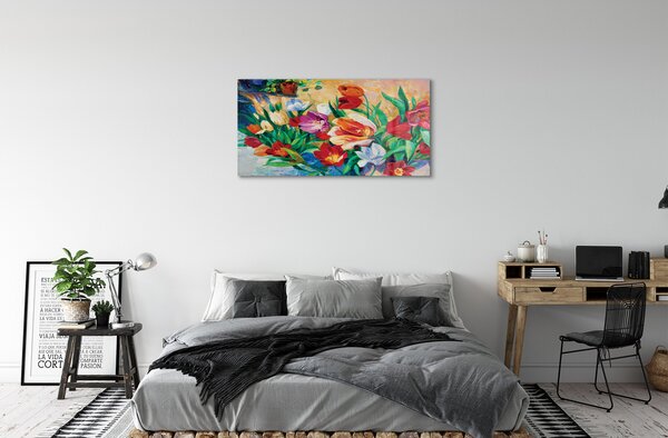Quadro vetro I fiori 100x50 cm 2 appendini