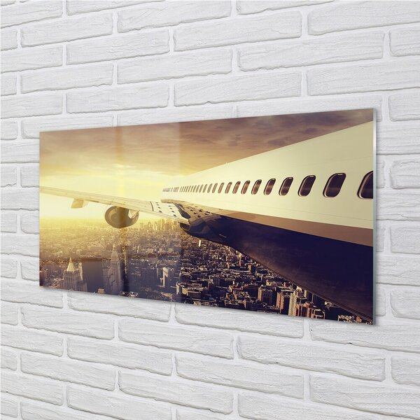 Quadro su vetro Città dell'aereo ovest 100x50 cm 2 appendini