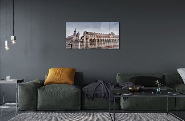 Quadro in vetro Pioggia nella chiesa di cracovia 100x50 cm 2 appendini