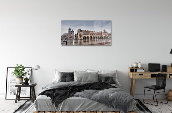 Quadro in vetro Pioggia nella chiesa di cracovia 100x50 cm 2 appendini