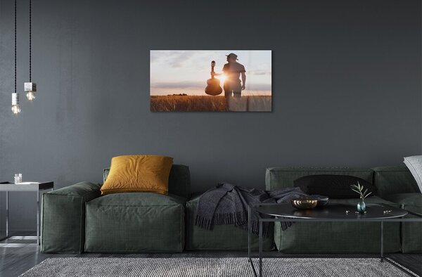 Quadro vetro Chitarrista 100x50 cm 2 appendini