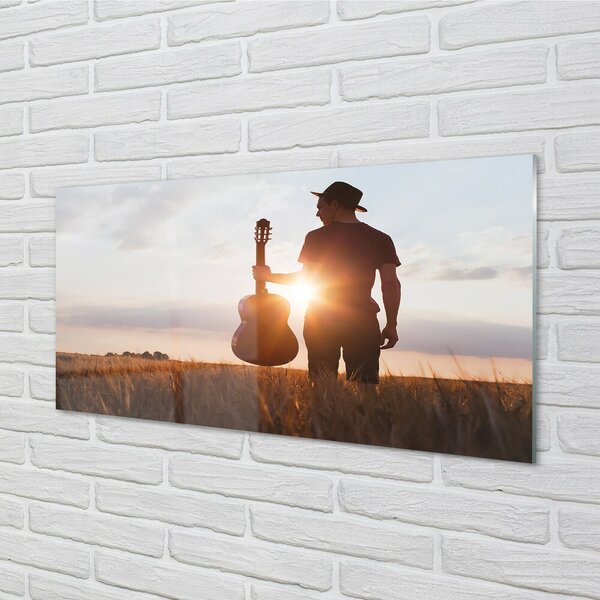 Quadro vetro Chitarrista 100x50 cm 2 appendini