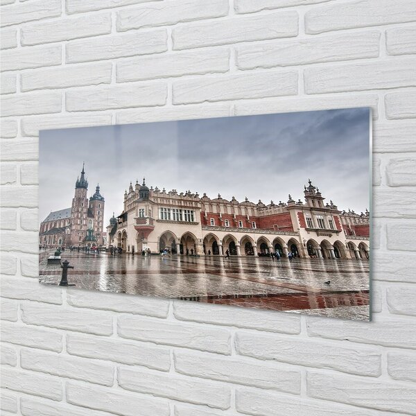 Quadro in vetro Pioggia nella chiesa di cracovia 100x50 cm 2 appendini