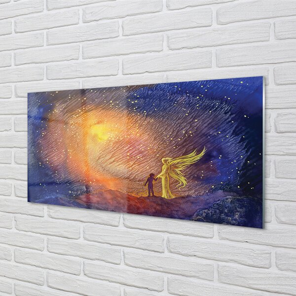 Quadro in vetro Uomo celeste 100x50 cm 2 appendini