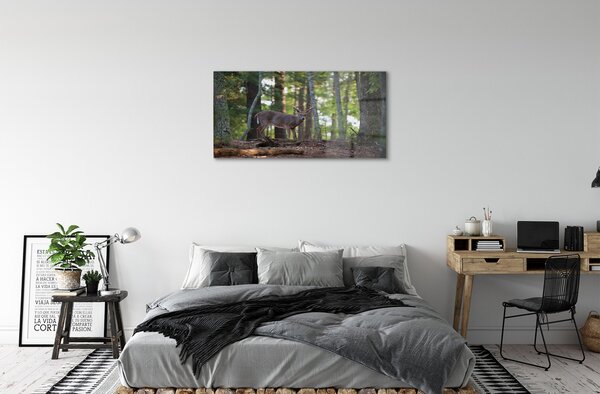 Quadro di vetro Foresta di cervi 100x50 cm 2 appendini