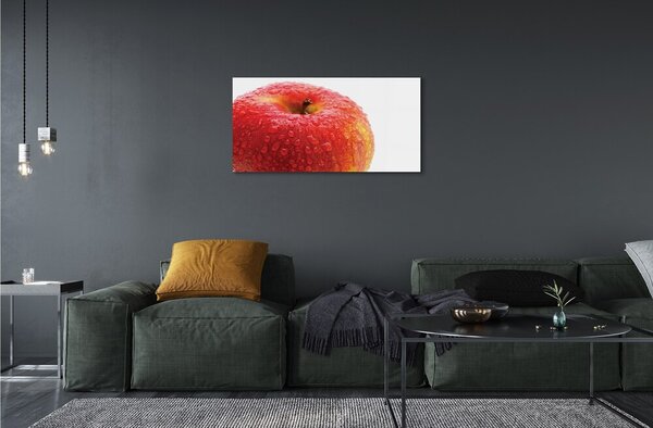 Quadro in vetro Gocce d'acqua su una mela 100x50 cm 2 appendini