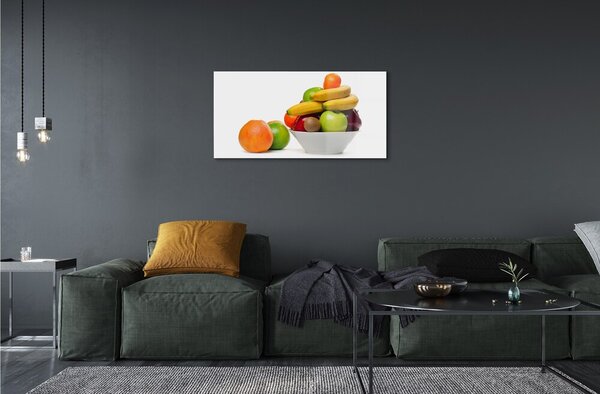 Quadro in vetro Frutta in una ciotola 100x50 cm 2 appendini