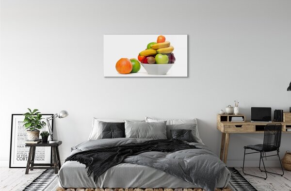 Quadro in vetro Frutta in una ciotola 100x50 cm 2 appendini