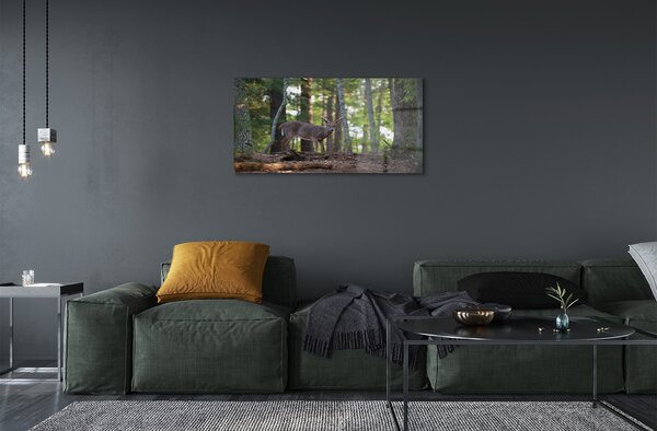 Quadro di vetro Foresta di cervi 100x50 cm 2 appendini