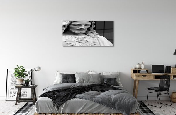 Quadro in vetro Statua di gesù 100x50 cm 2 appendini