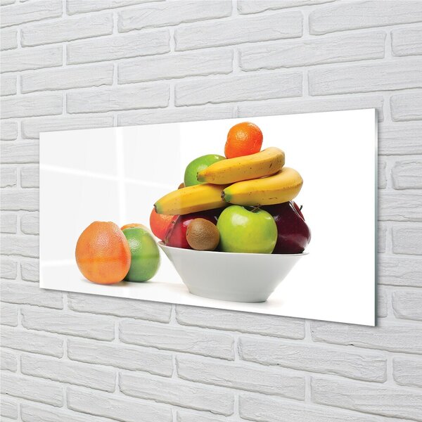 Quadro in vetro Frutta in una ciotola 100x50 cm 2 appendini