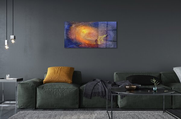 Quadro in vetro Uomo celeste 100x50 cm 2 appendini