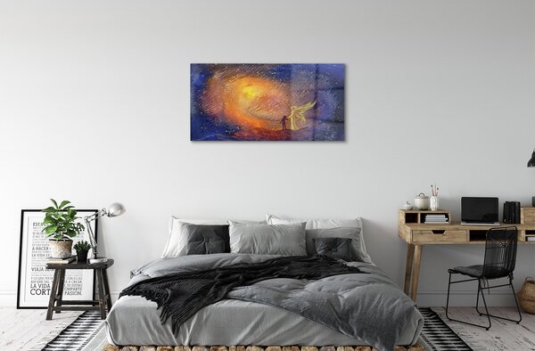 Quadro in vetro Uomo celeste 100x50 cm 2 appendini