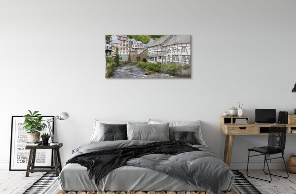 Quadro in vetro Germania edifici antichi fiume 100x50 cm 2 appendini