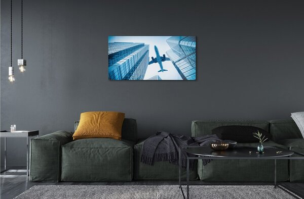 Quadro in vetro Edifici cielo aereo 100x50 cm 2 appendini