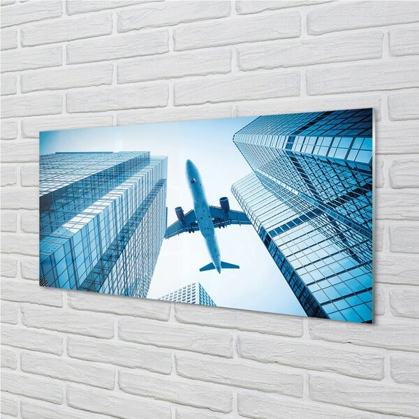 Quadro in vetro Edifici cielo aereo 100x50 cm 2 appendini