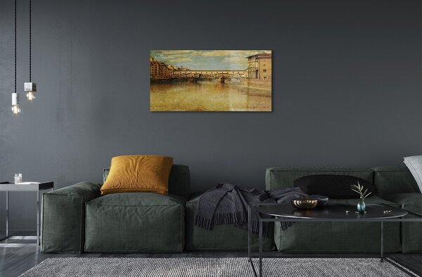 Quadro in vetro Italia ponti edifici fluviali 100x50 cm 2 appendini