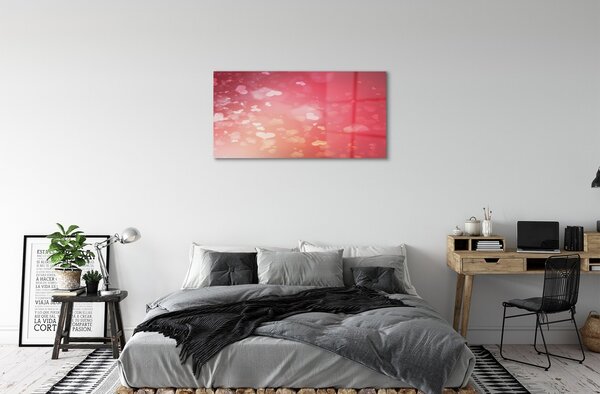 Quadro in vetro Cuori sfondo rosso 100x50 cm 2 appendini